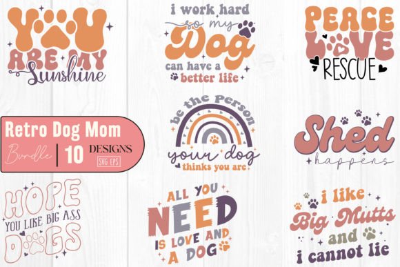 Retro Dog Mom SVG Bundle Mothers Day Graphics and Crafts