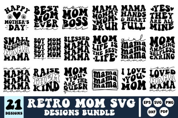 Retro Mom Svg Bundle, Mother s Day Svg Graphics and Crafts